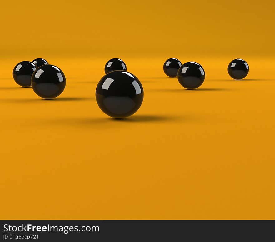 Black balls on a orange scene