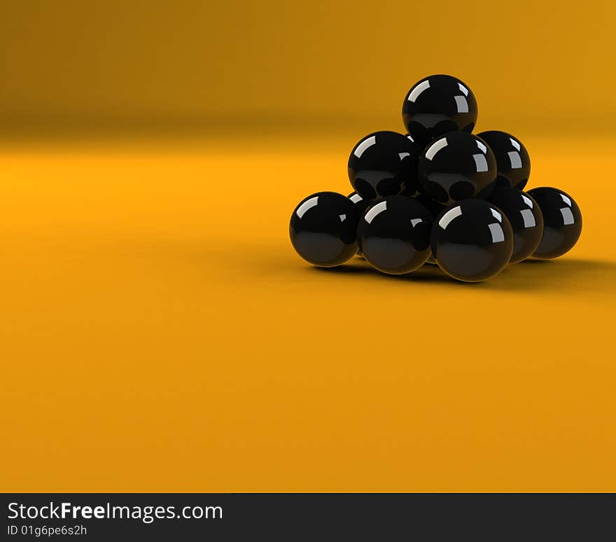 Black balls on a orange scene