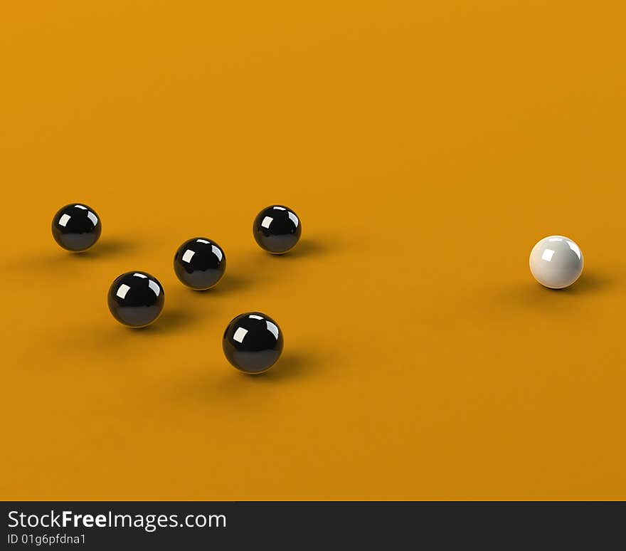 Black balls on a orange scene