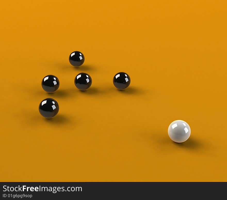 Black balls on a orange scene