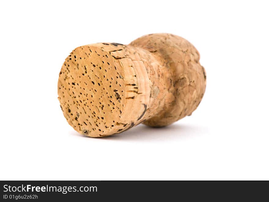 Cork closeup on white background