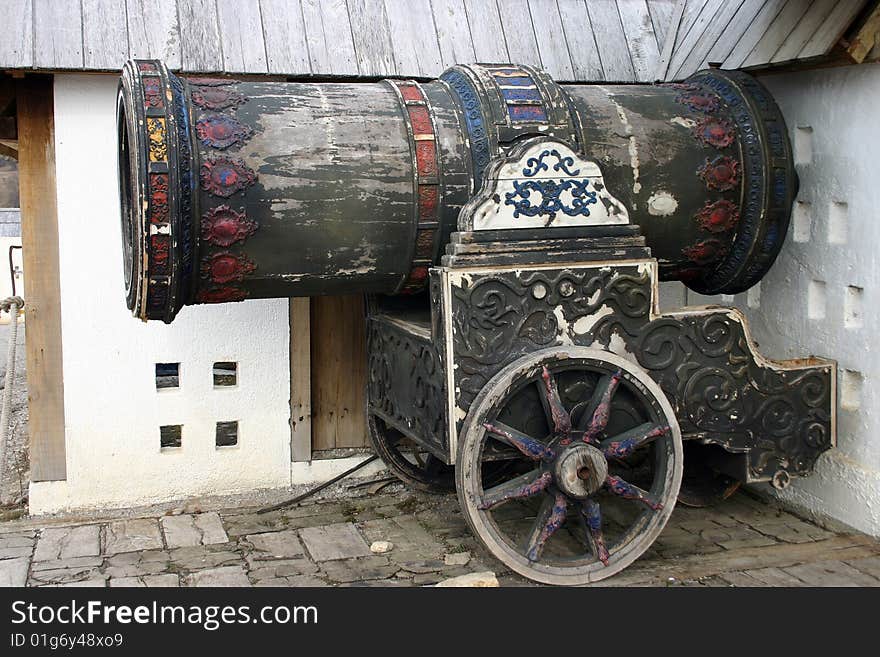 Cannon from  movies wooden city west part of serbia. Cannon from  movies wooden city west part of serbia