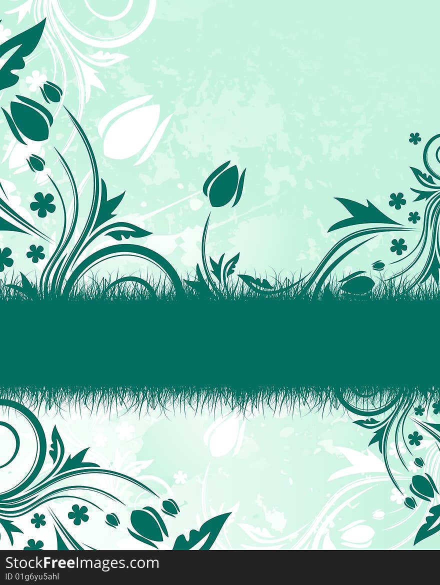 Green floral background with place for your text