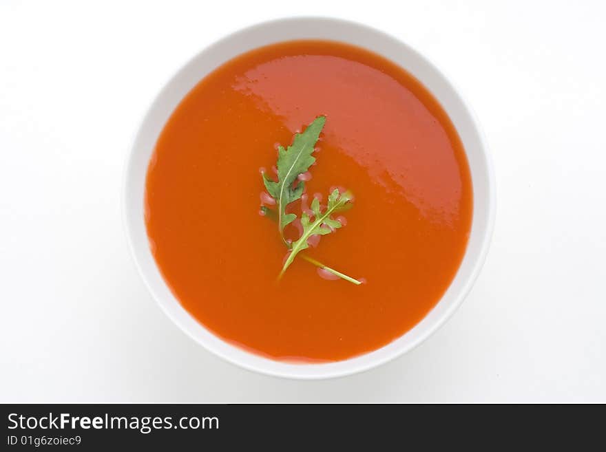 Healthy homemade tomato soup and vegetables