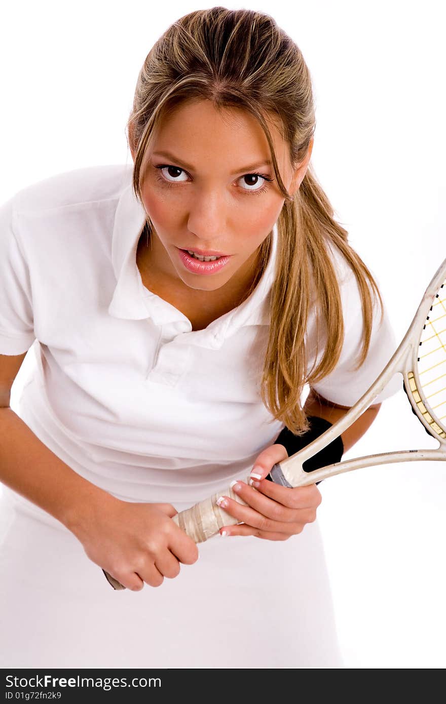 Portrait of young professional looking at camera with white background