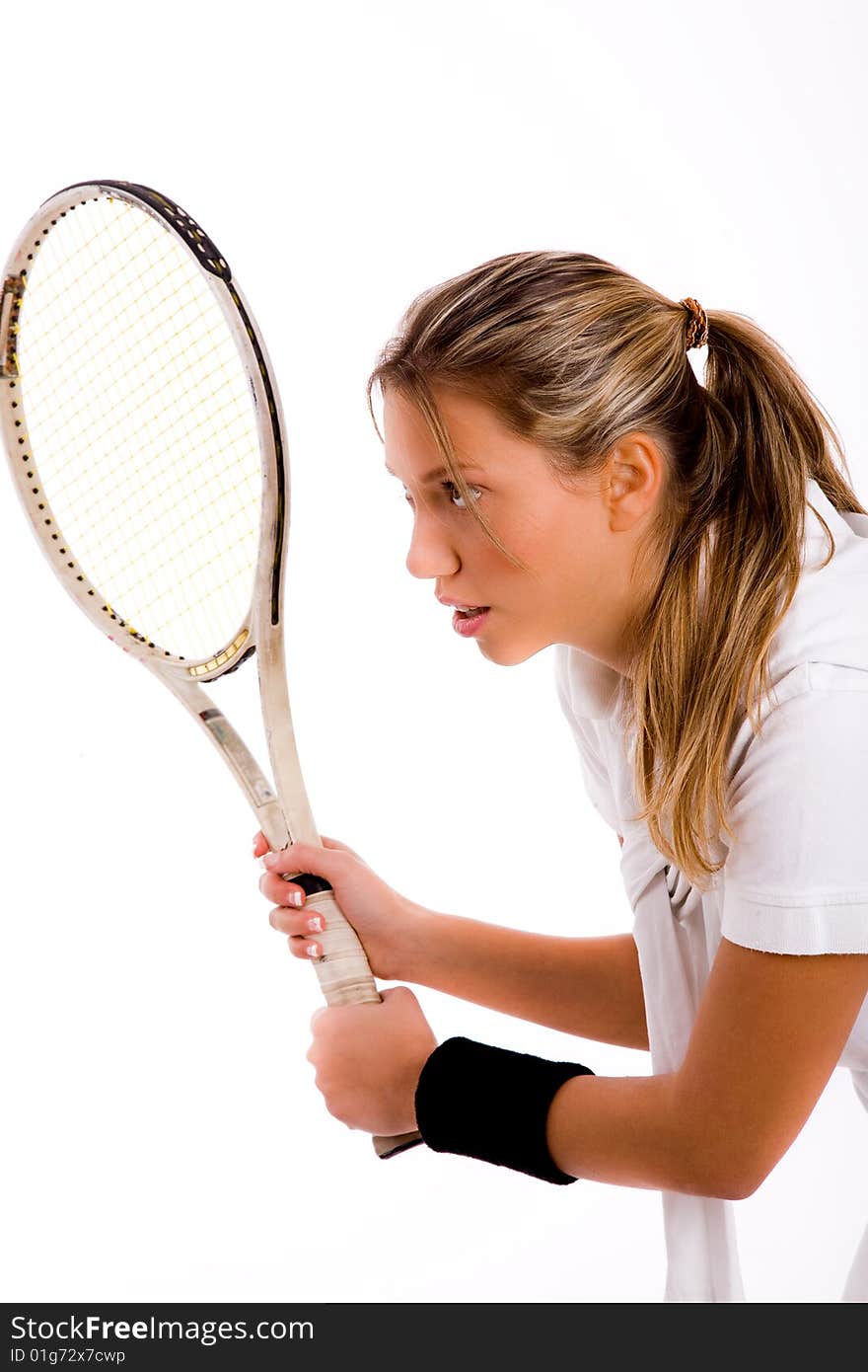 Portrait of young professional looking at camera with white background