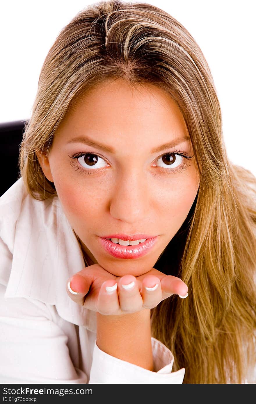 Portrait of young professional looking at camera with white background