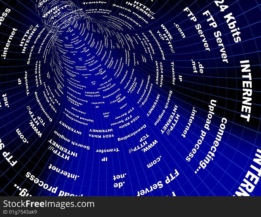 Abstract 3d illustration of tunnel, internet concept