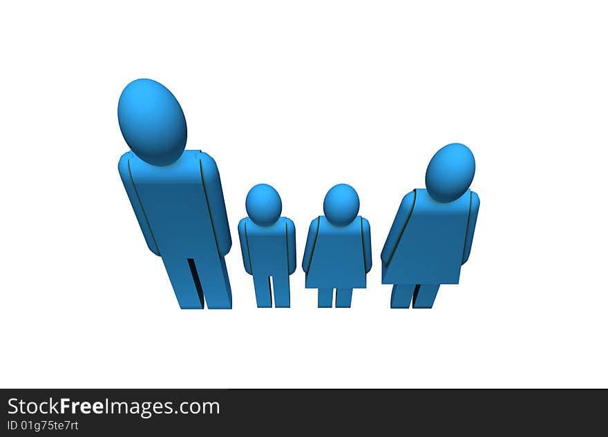 Family silhouette - 3d render isolated illustration