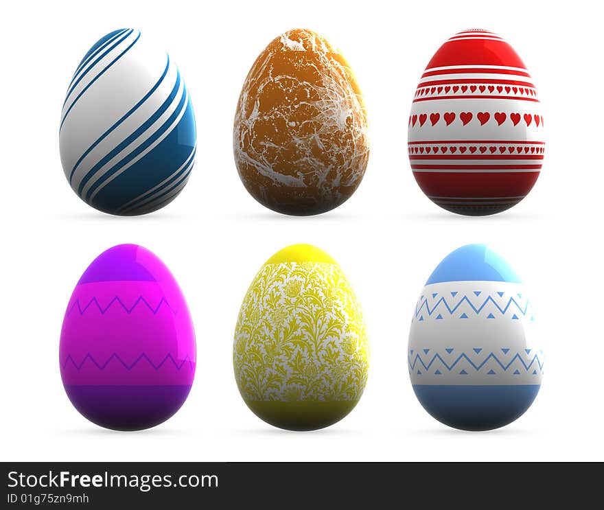 Different style easter eggs - isolated on white