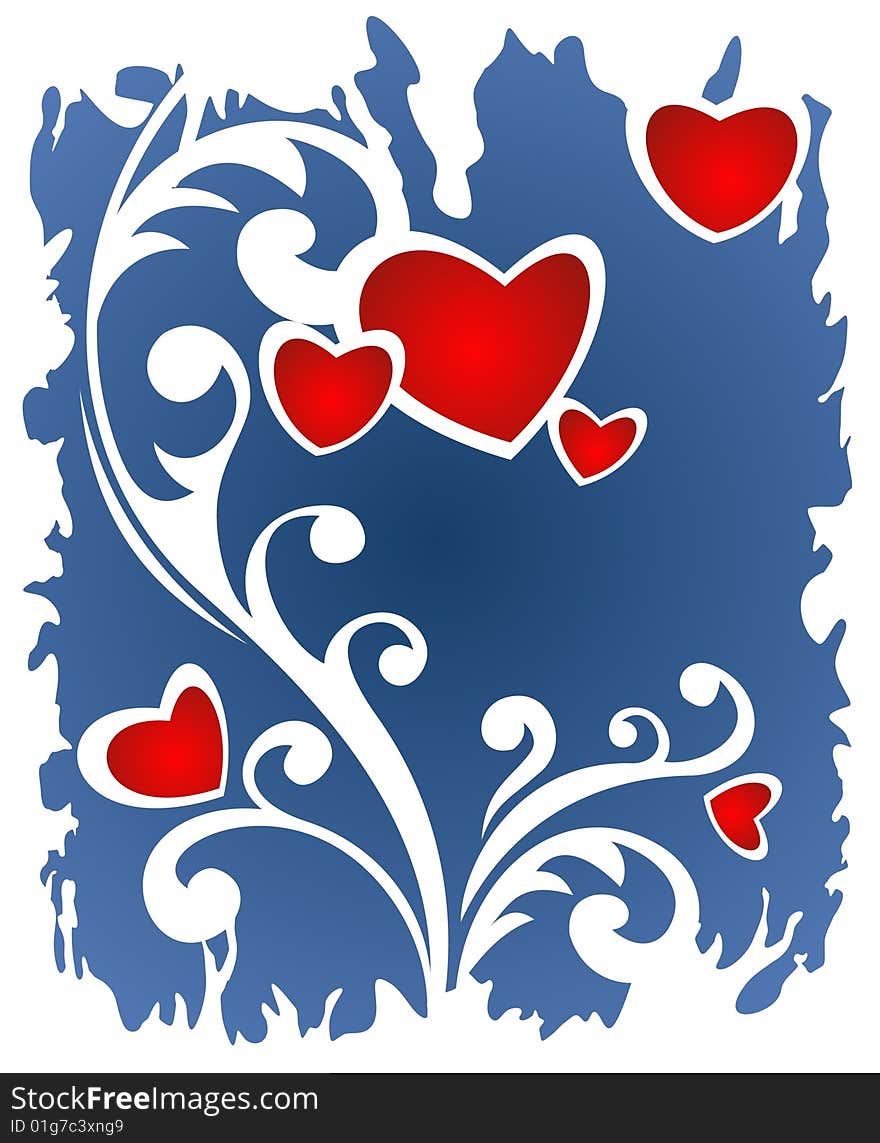 Romantic pattern with hearts on a blue background. Romantic pattern with hearts on a blue background.