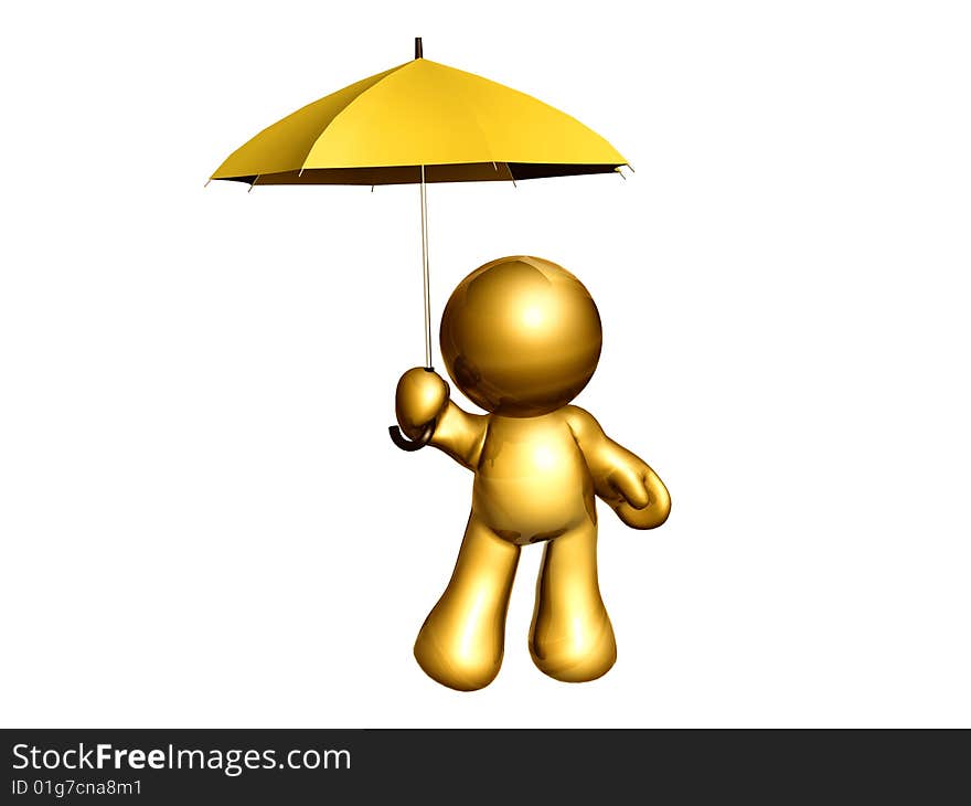 icon figure with yellow umbrella