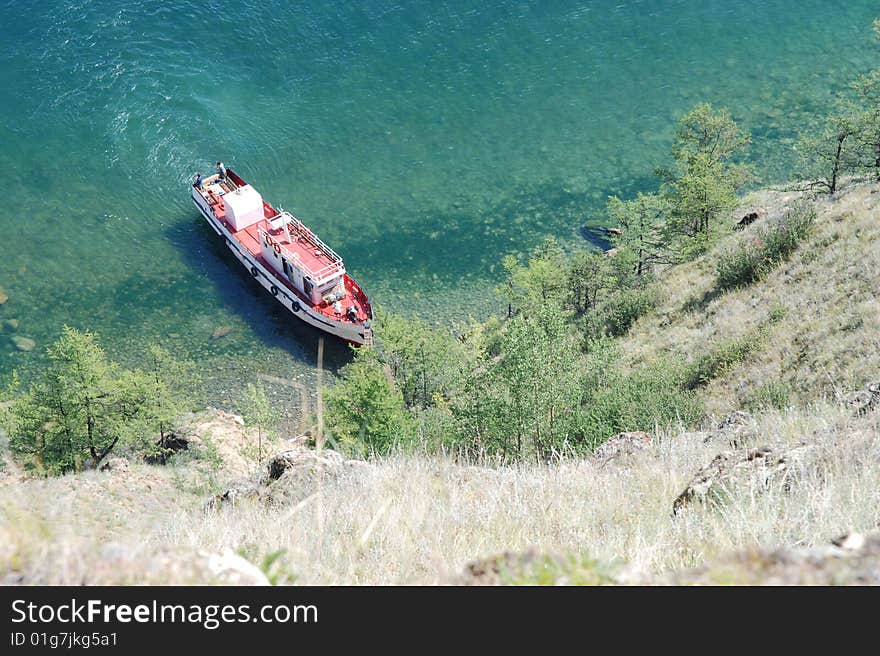 Ship on beautiful lake Baikal. Ship on beautiful lake Baikal