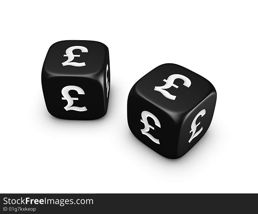 Pair of black dice with pound sign isolated on white background