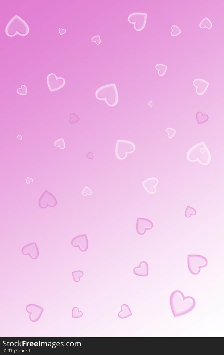 Hearts of different dimensions at pink background