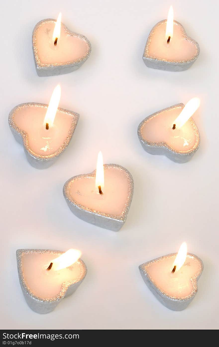 Seven candles in form of heart