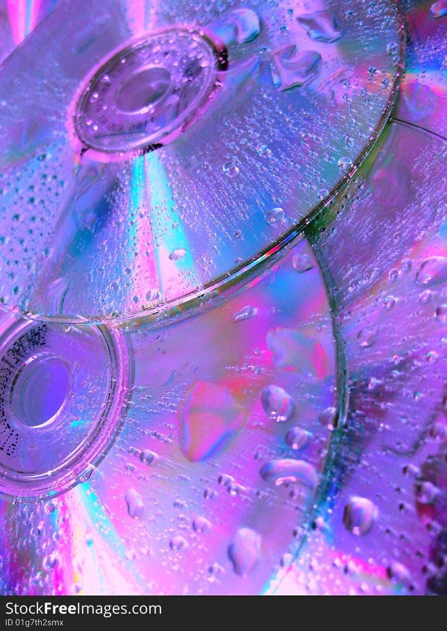 Many disc with dew drops