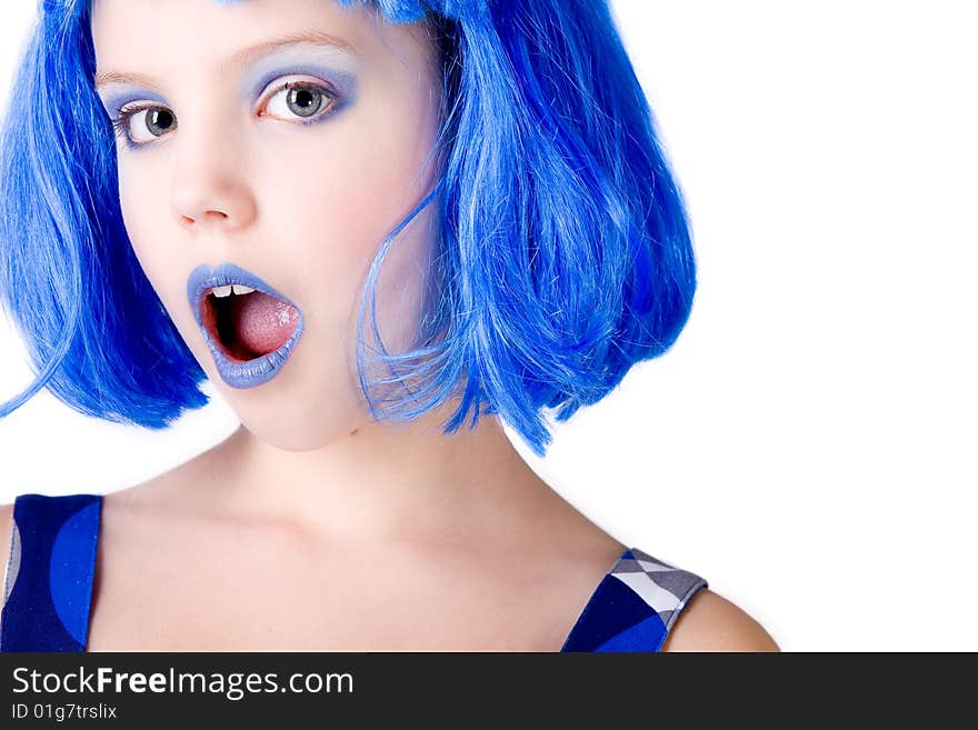 Girl with a blue wig