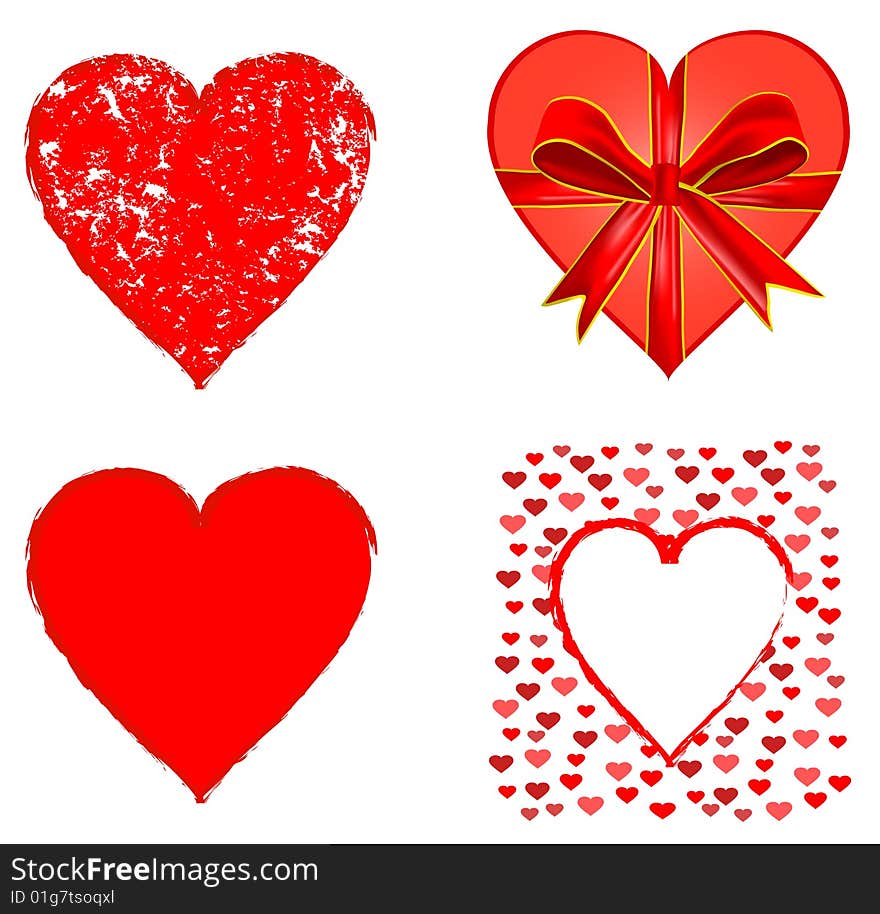 Set of red hearts