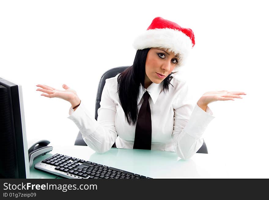 Christmas female in office