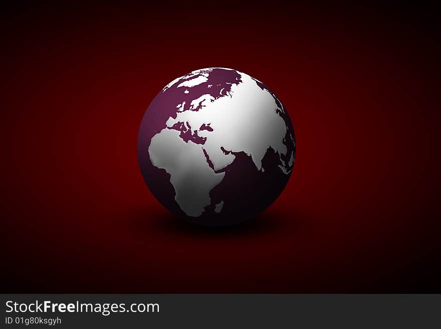 Earth on a dark red background