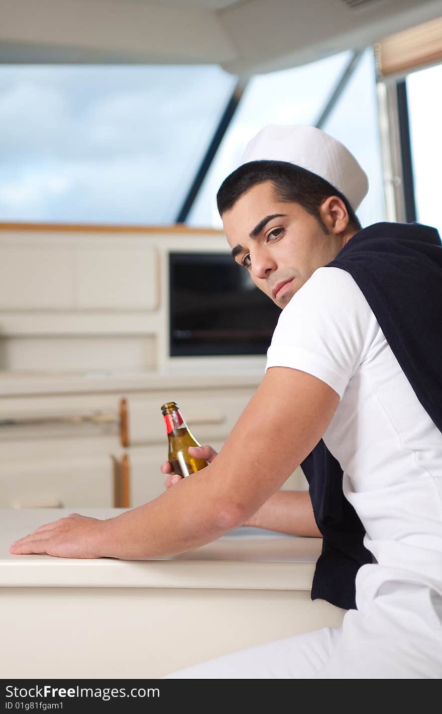 Elegant young model posing in a yatch. Elegant young model posing in a yatch