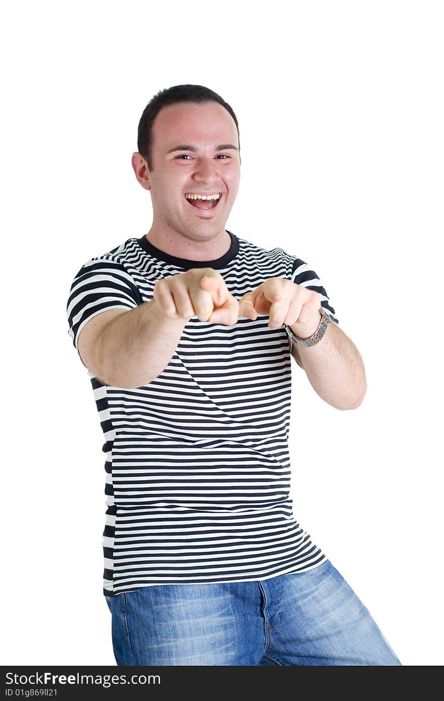 happy young man, isolated on white background