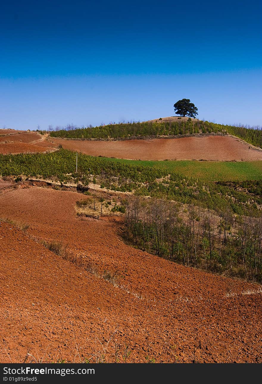 The land in red very of beauty, Dong Chuan in Yunnan county. The land in red very of beauty, Dong Chuan in Yunnan county