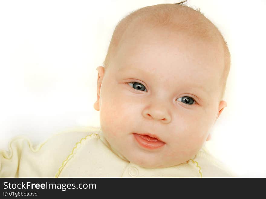 Baby portrait isolated over white. Baby portrait isolated over white