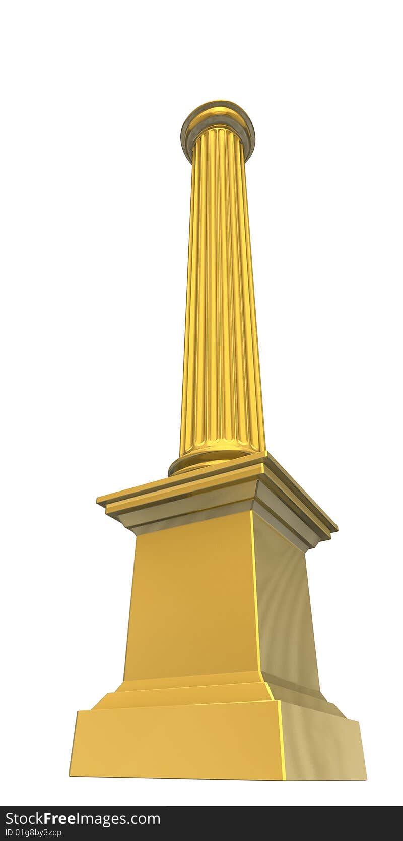 3d made rendered illustration from a part of a gold column. 3d made rendered illustration from a part of a gold column