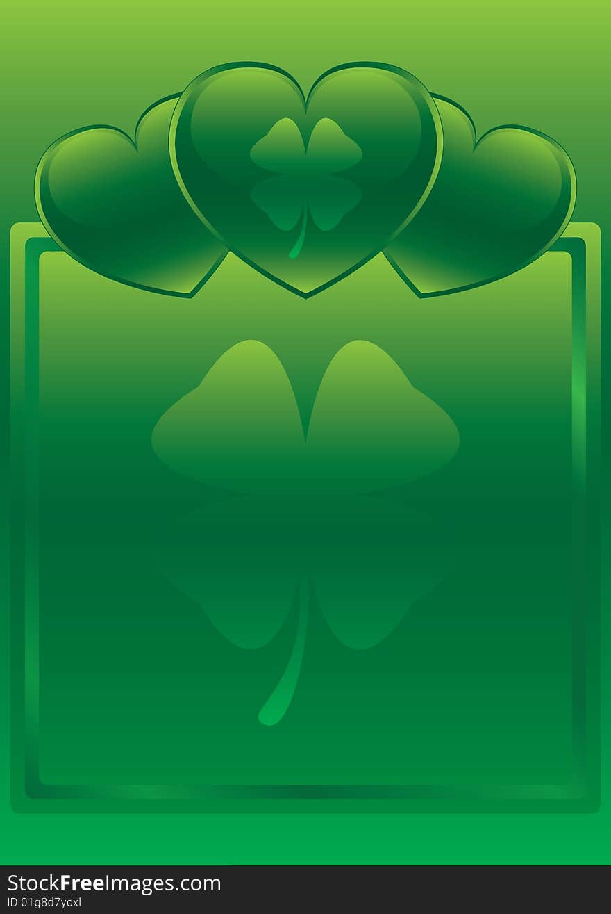 St. Patrick's Day Glossy Heart Background with border