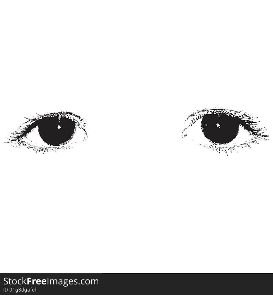 A pair of eyes set against a white back ground