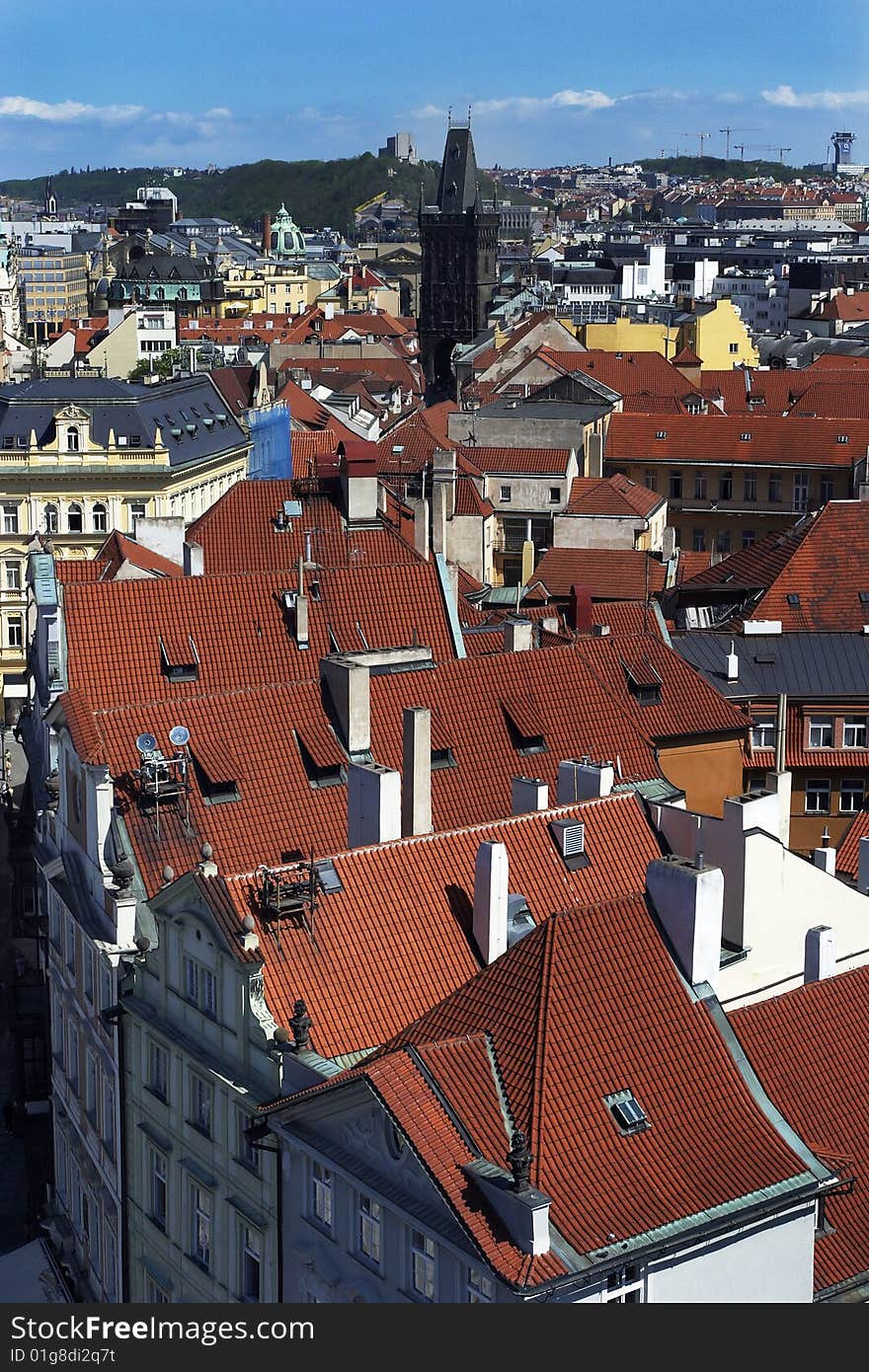 Vertical View of Prague from above. Vertical View of Prague from above