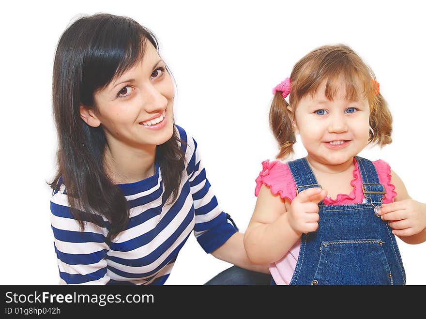 Portrait of cute yonger girl and her mother