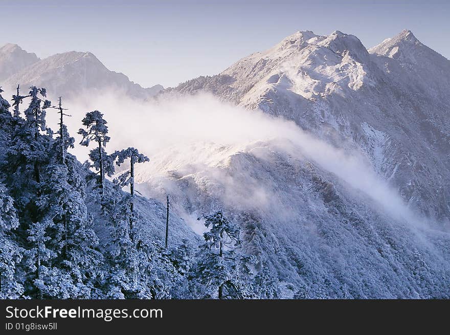 Mt.Nengao covered by snow. Mt.Nengao covered by snow