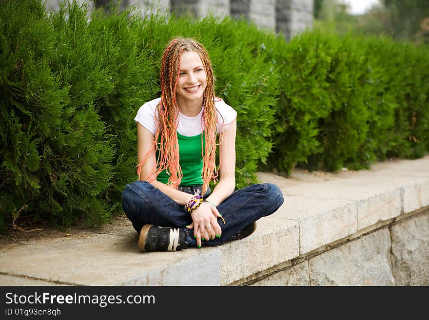 Happy young girl with long hair. Happy young girl with long hair