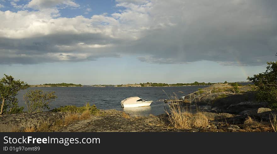 Boat near a island in Stockholm