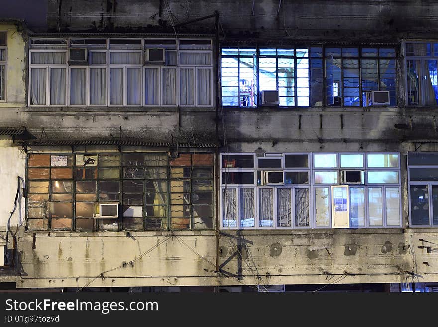 The windows of Tong Lau (chinese style building)