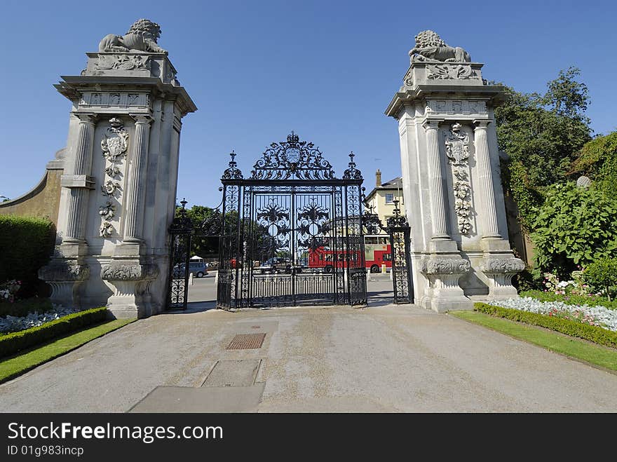 Entrance to the Hampton Court Palace Gardens in England. Entrance to the Hampton Court Palace Gardens in England