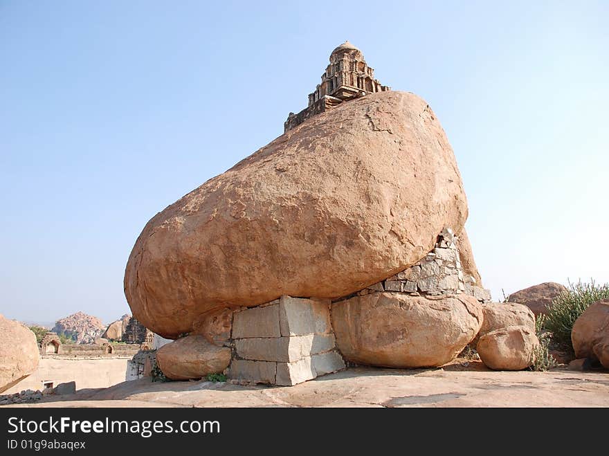 Old temple on the stone, India, Hampi.