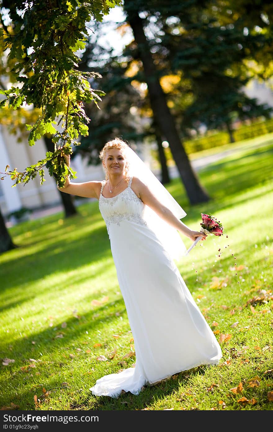 A bride in the park. A bride in the park