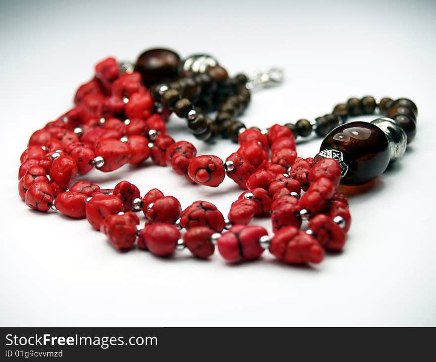 Necklace on a white background