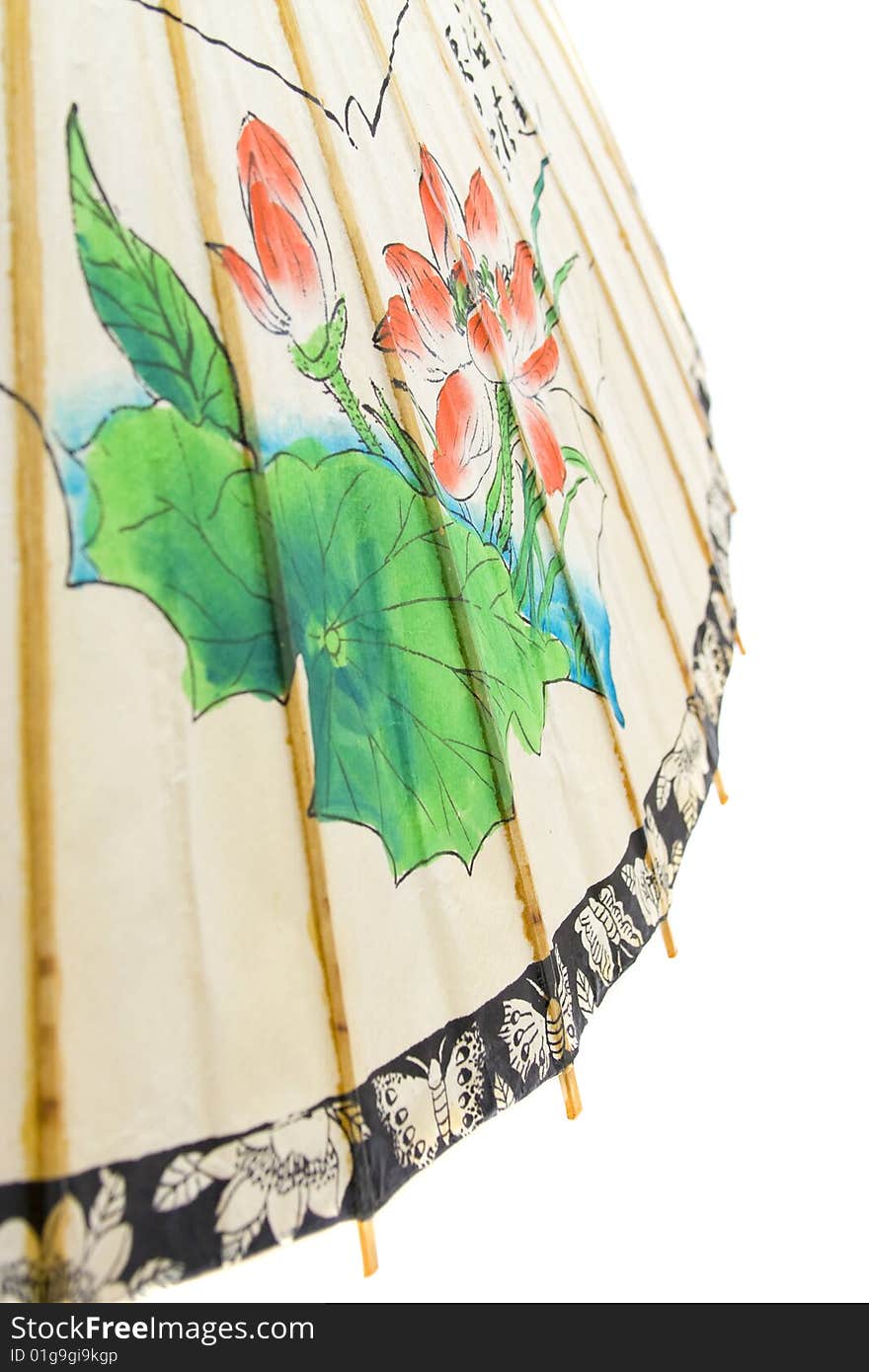 Beautiful japanese umbrella on white background