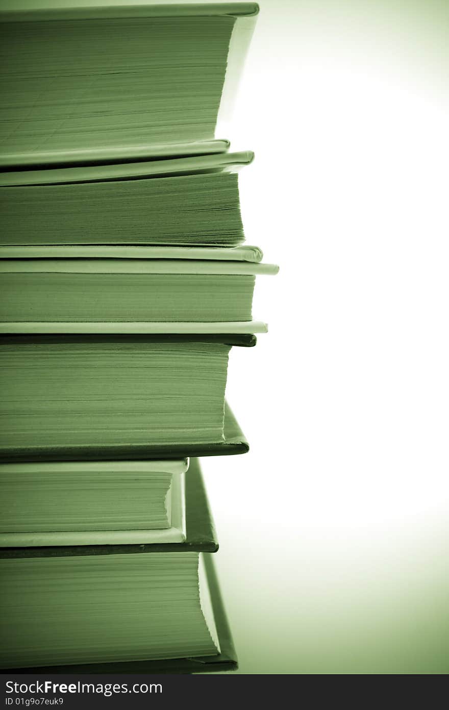 Stack of books closeup. monochrome image