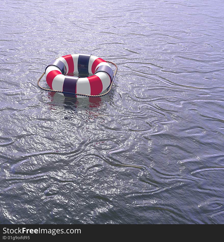 Lifebuoy ring on the sea