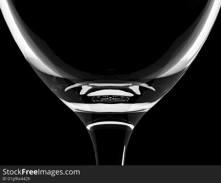 Champagne glass on black background