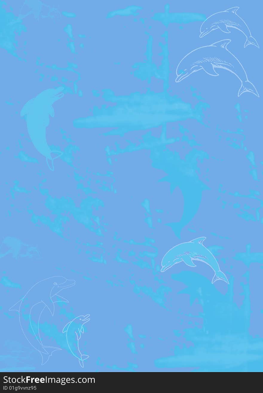 Blue background with dolphin for design