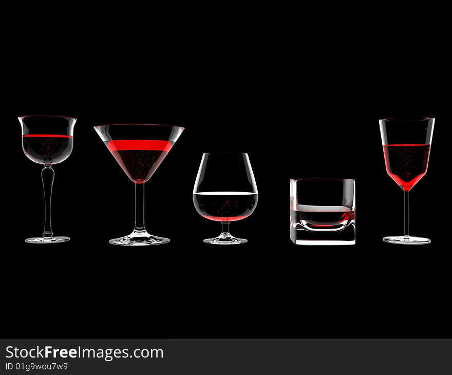 Wine in glass isolated on black background