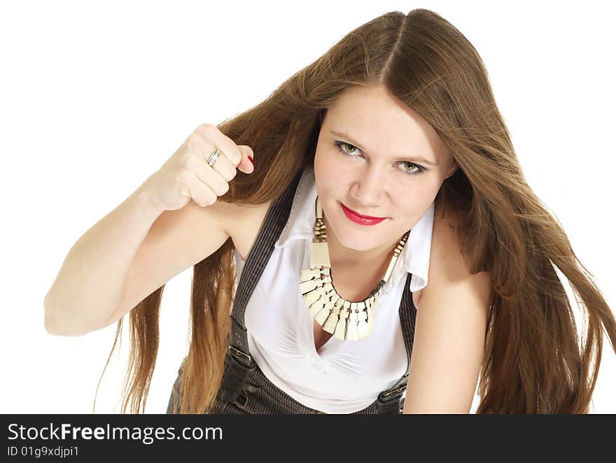 Young woman getting ready to punch. Young woman getting ready to punch