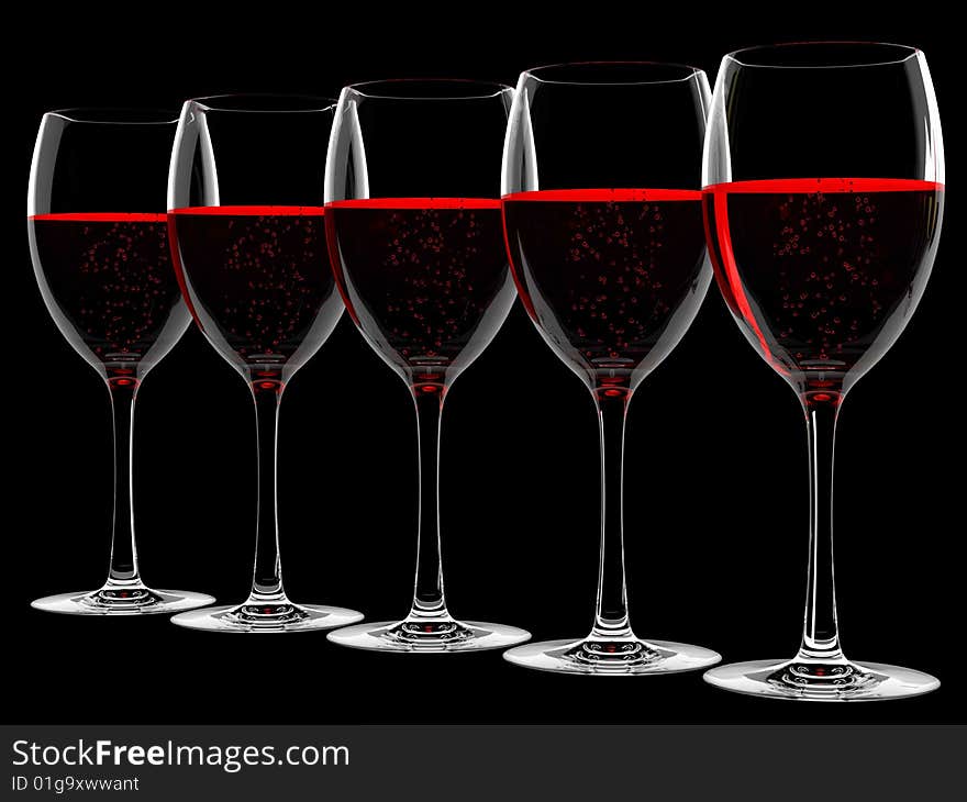 Wine in glass isolated on black background